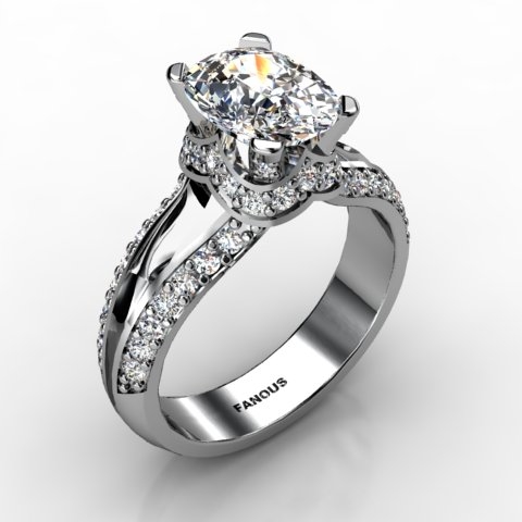 18k White Gold Engagement Ring 0.58ct - 1002126-18kw