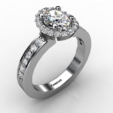 18k White Gold Engagement Ring 0.528ct - 1002174-18kw