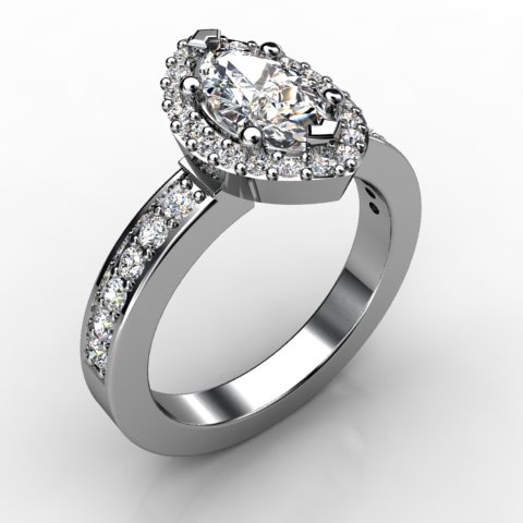 18k White Gold Engagement Ring 0.556ct - 1002175-18kw